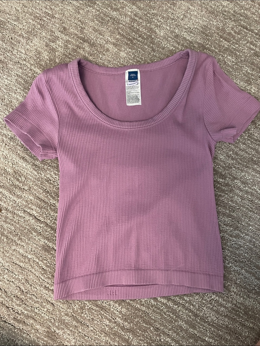 Old Navy Mauve Ribbed Scoop Neck Short Sleeve Tee